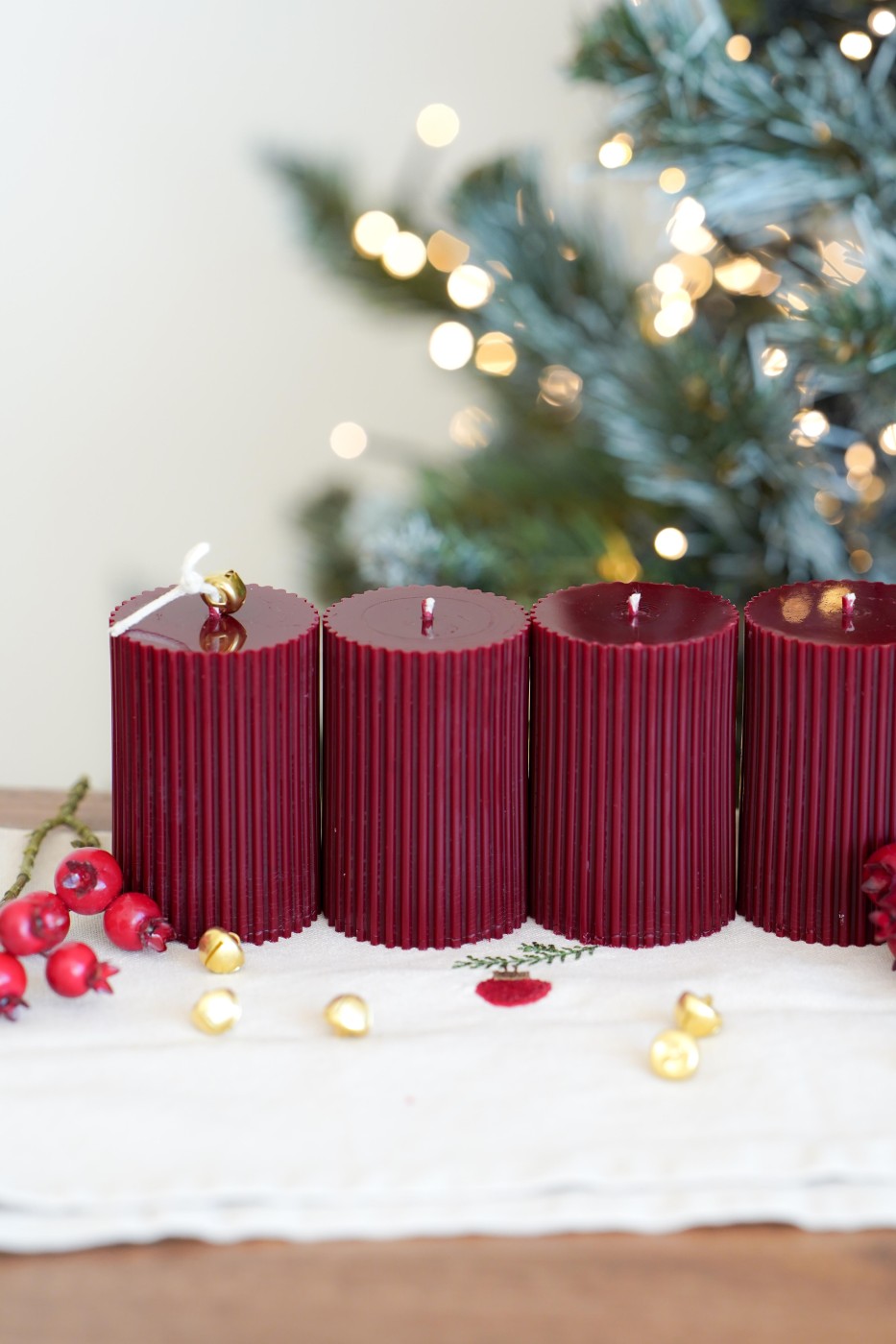 Adventní sada svíček | Amari burgundy – fotografie 2