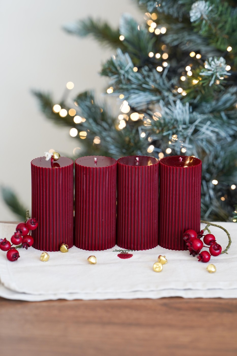 Adventní sada svíček | Amari burgundy – fotografie 3