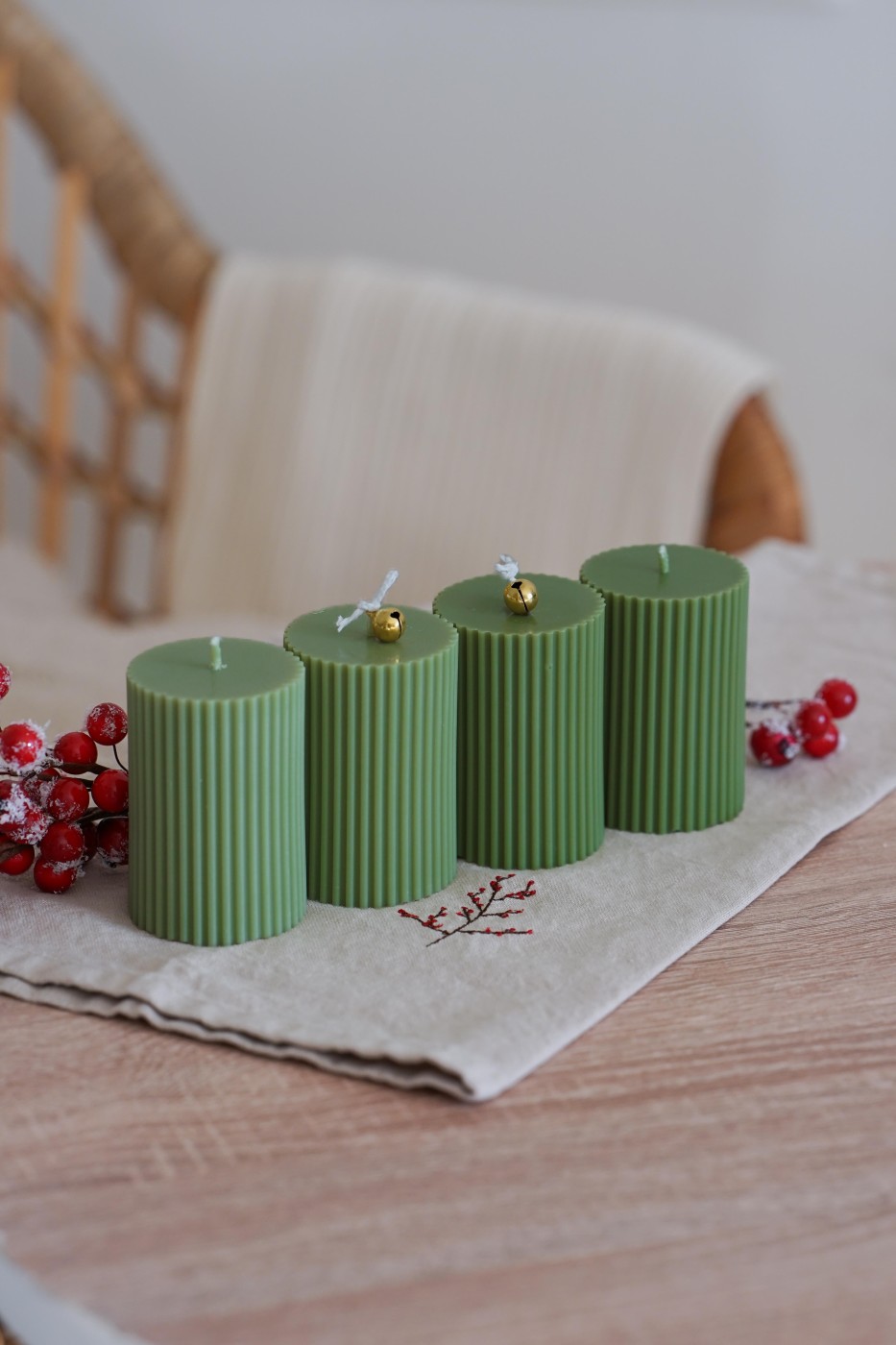 Adventní sada svíček | Amari zelená – fotografie 5