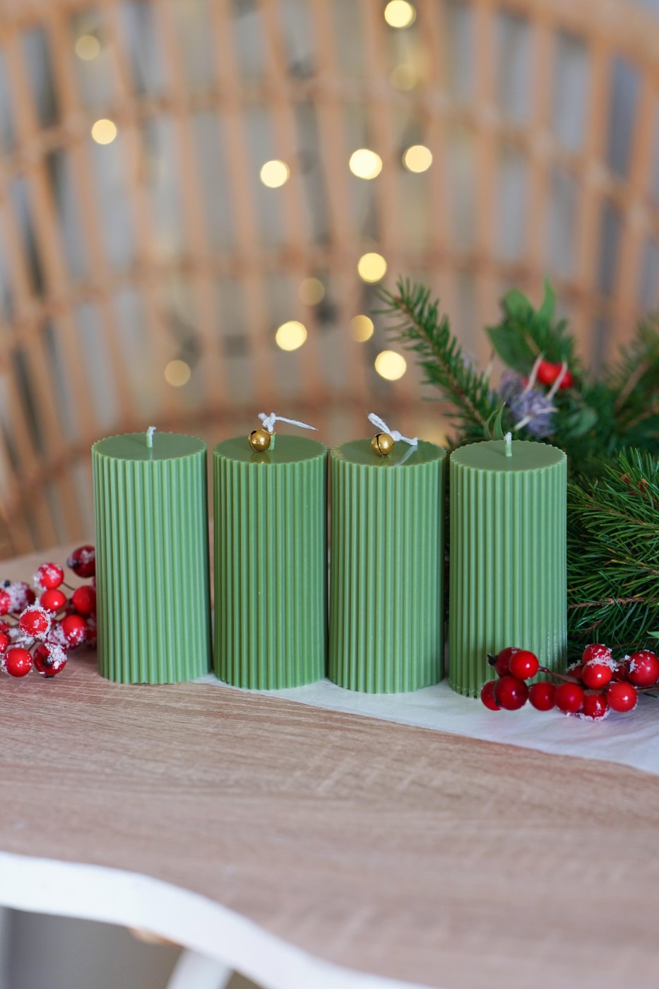 Adventní sada svíček | Amari zelená – fotografie 4